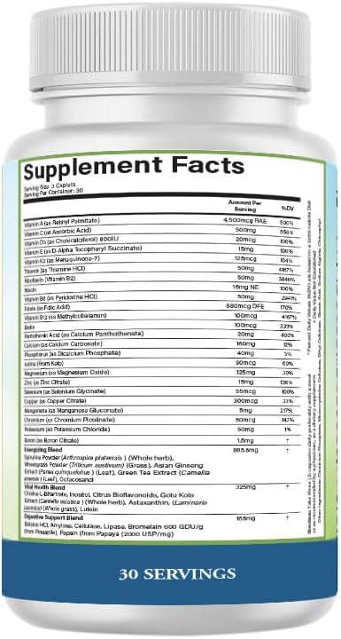 PURE Adult Multivitamin Iron Free - High Potency Daily Wellness with Superfoods, B12 & Zinc - 90 Vegetable Capsules - görsel 3