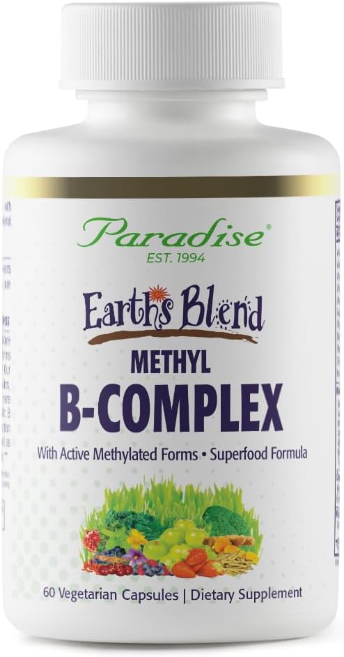 Paradise Herbs Earth's Blend B-Complex - Methylated B Vitamins with Superfoods, 60 Capsules - görsel 1