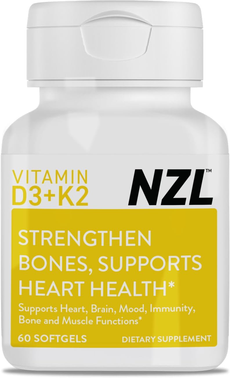 OMEGANZL Vitamin D3 & K2, 2000 IU D3 + 80 mcg K2 (MK-7), for Cardiovascular and Bone Health, 60 Softgels - görsel 1