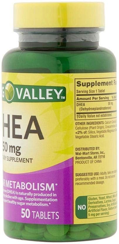 Spring Valley DHEA 50mg Food Supplement 50 Tablets - Hormonal Support & Vitality - görsel 2