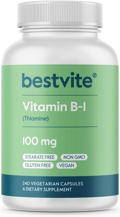 BESTVITE Vitamin B-1 100mg - Thiamine Supplement - 240 Vegetarian Capsules