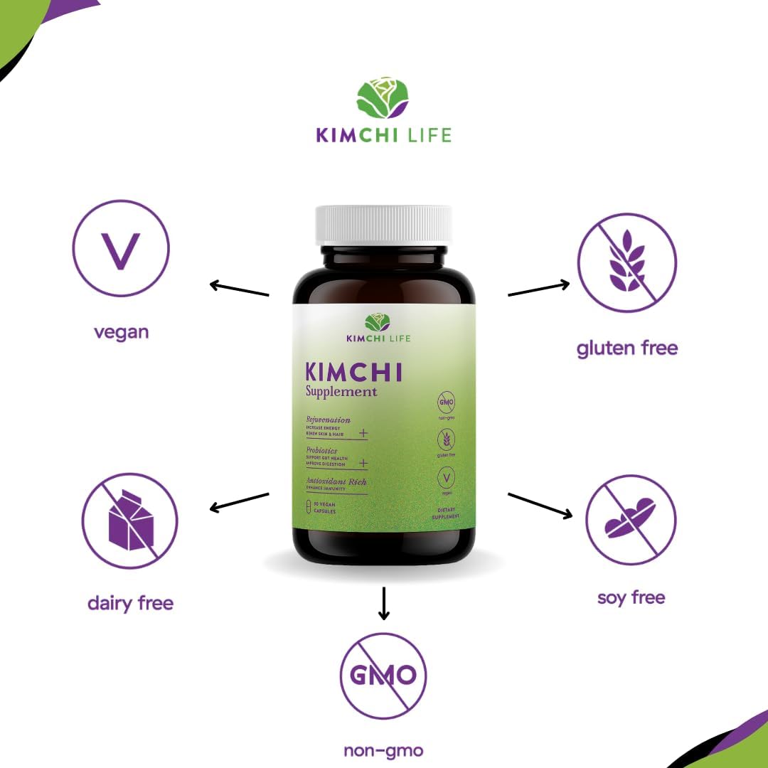 Kimchi Life Fermented Kimchi Capsules – Vegan Probiotic for Gut Health and Immunity - görsel 6