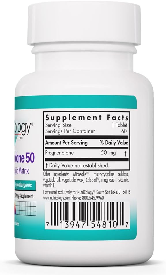 NutriCology Pregnenolone 50 mg – Micronised Hormone Precursor – 60 Tablets - görsel 2