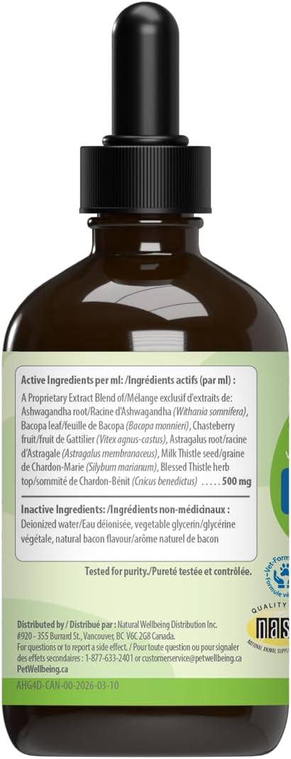 Pet Wellbeing Adrenal Harmony Gold for Dogs - Adrenal Support with Ashwagandha and Bacopa - 120 ml Liquid