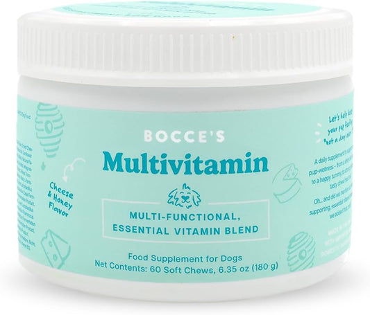 Bocce's Bakery Multivitamin Supplement for Dogs - Daily Chews, Cheese and Honey, 60 Chews