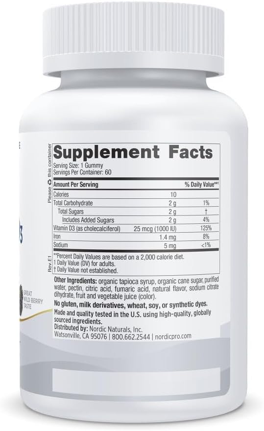 Nordic Naturals Pro Vitamin D3 Gummies, Wild Berry - 60 Gummies - görsel 2