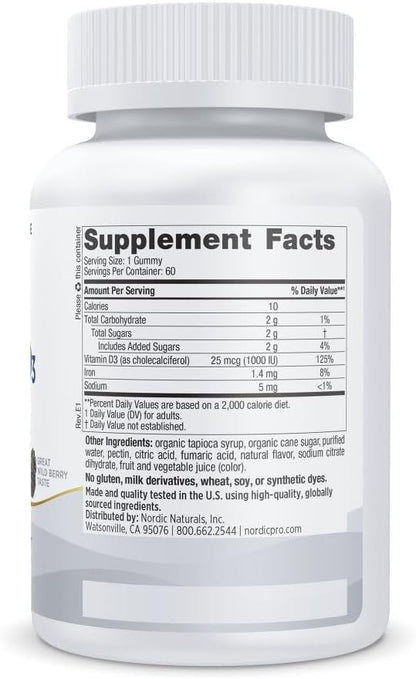 Nordic Naturals Pro Vitamin D3 Gummies, Wild Berry - 60 Gummies
