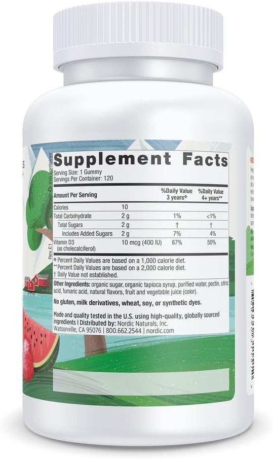 Nordic Naturals Vitamin D3 Gummies Kids, Wild Watermelon Splash – 120 Gummies - görsel 2