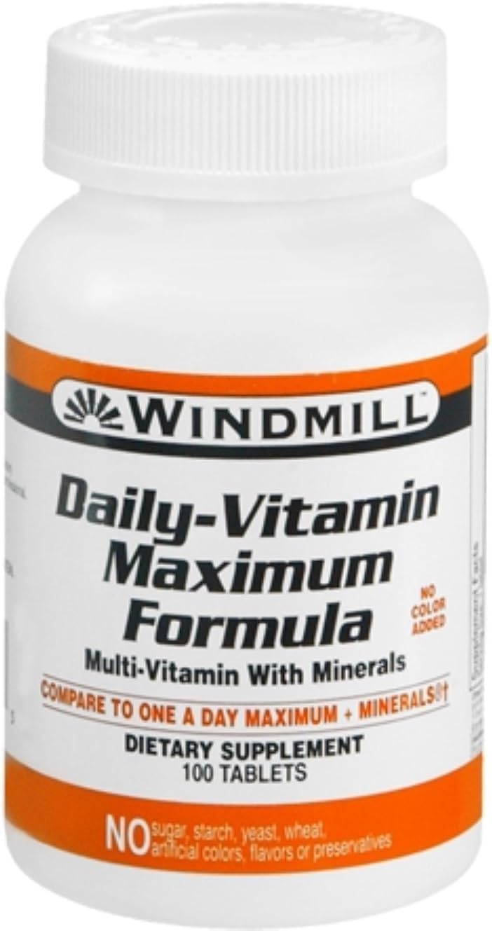 Windmill Daily Vitamin Maximum Formula – Multivitamin and Mineral Supplement, 100 Tablets - görsel 1