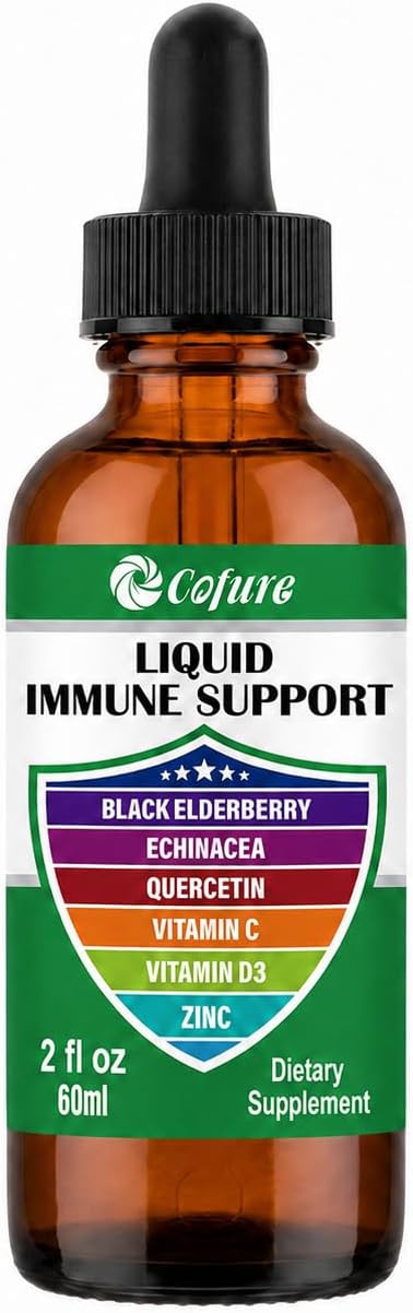 Cofure Zinc Quercetin Vitamin C D3 Liquid Immune Support with Organic Echinacea and Elderberry - görsel 1