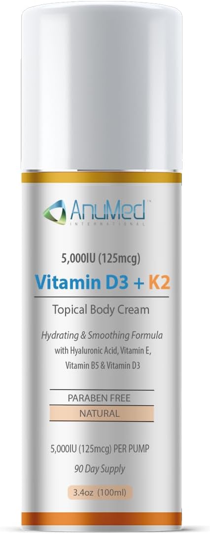 AnuMed Vitamin D3 & K2 5,000 IU Cream with Magnesium, Hyaluronic Acid and Vitamin E - 85g - görsel 1