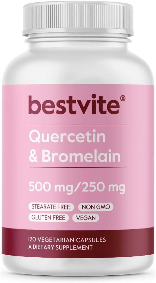 BESTVITE Quercetin with Bromelain 500mg/250mg - 120 Vegetarian Capsules - görsel 1