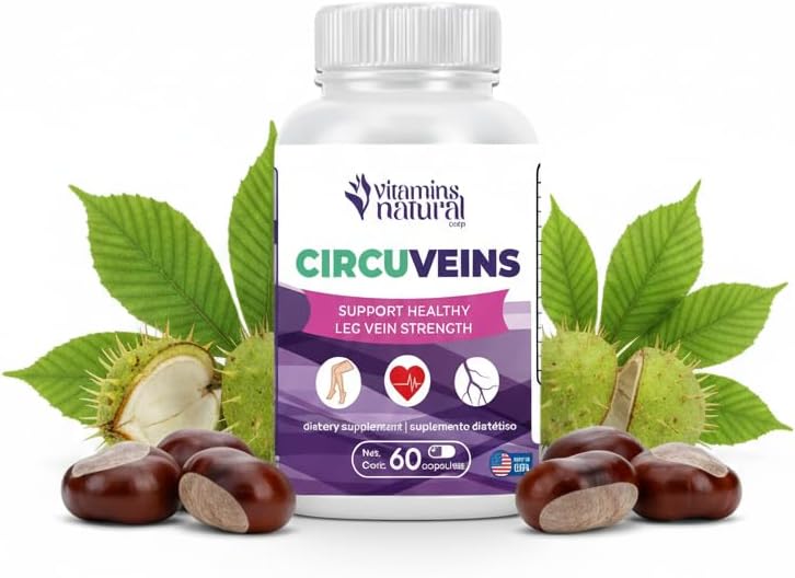 CircuVeins Circulation Support Supplement – Leg & Vein Health with Horse Chestnut, Gotu Kola, Butcher’s Broom & Grape Seed – 60 Capsules - görsel 1
