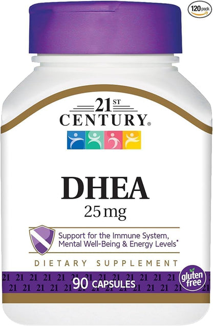 DHEA 25 mg, 90 Capsules (Pack of 2) - 21st Century