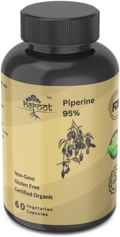Heroot Piperine 95% (Piper Nigrum) 500 mg - Digestive Health & Breathing Support, Gluten-free, 120 Capsules - görsel 2