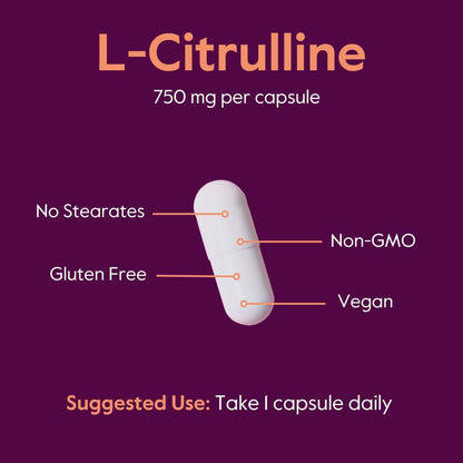 BESTVITE L-Citrulline 750mg per Capsule – 120 Vegan Capsules, Nitric Oxide Support