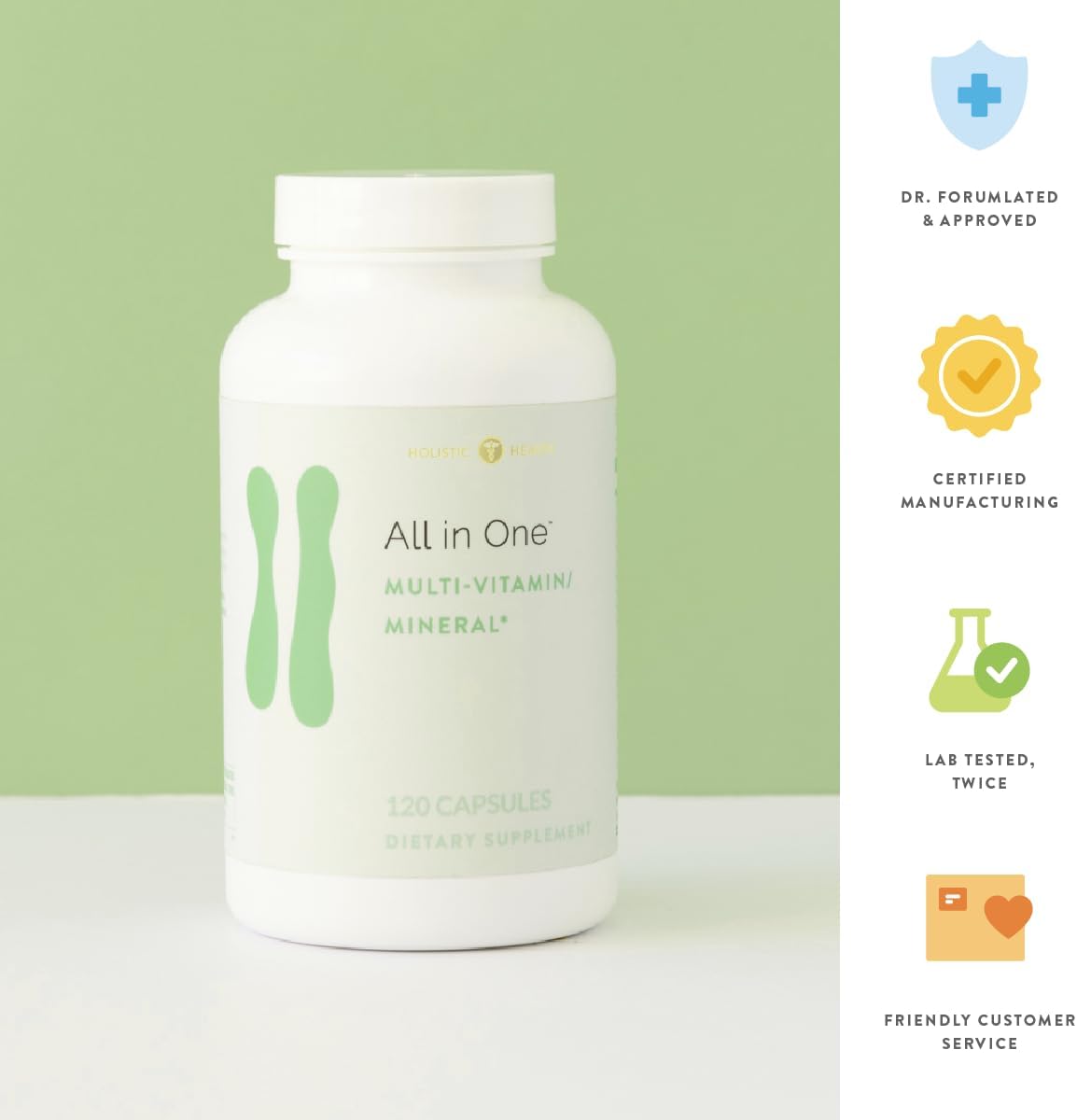 Holistic Health All in ONE Multivitamin and Mineral Supplement - 120 Capsules - görsel 2