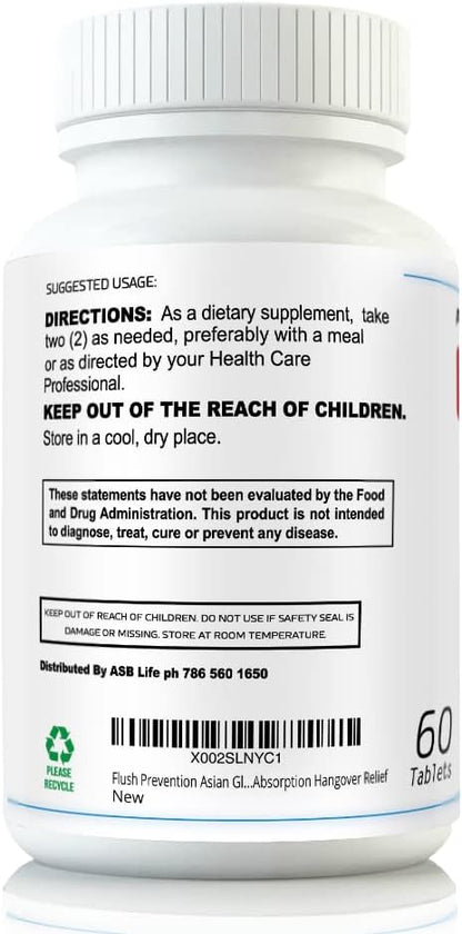 Flush Asian Glow Relief Food Supplement – Rapid Absorption Alcohol Support