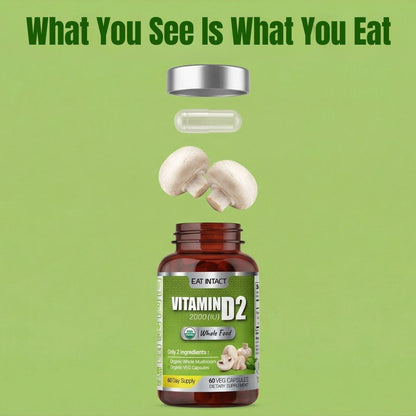 EAT INTACT USDA Organic Vegan Whole Food Vitamin D (D2), 2000 IU, 60-Day Supply