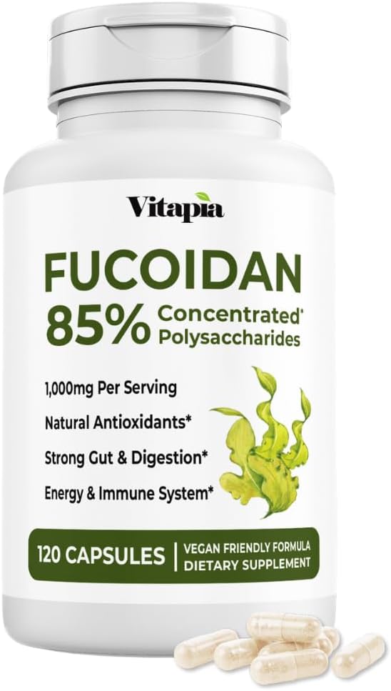 Vitapia Pure Fucoidan 85% Brown Seaweed Extract – 1000mg per Serving – 120 Veggie Capsules - görsel 1