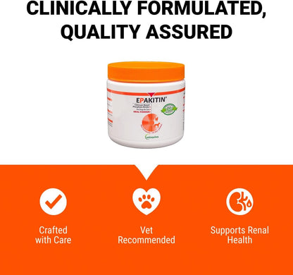 Vetoquinol Epakitin Chitosan-Based Phosphate Binder for Cats & Dogs – Renal Support Supplement Powder, 300g