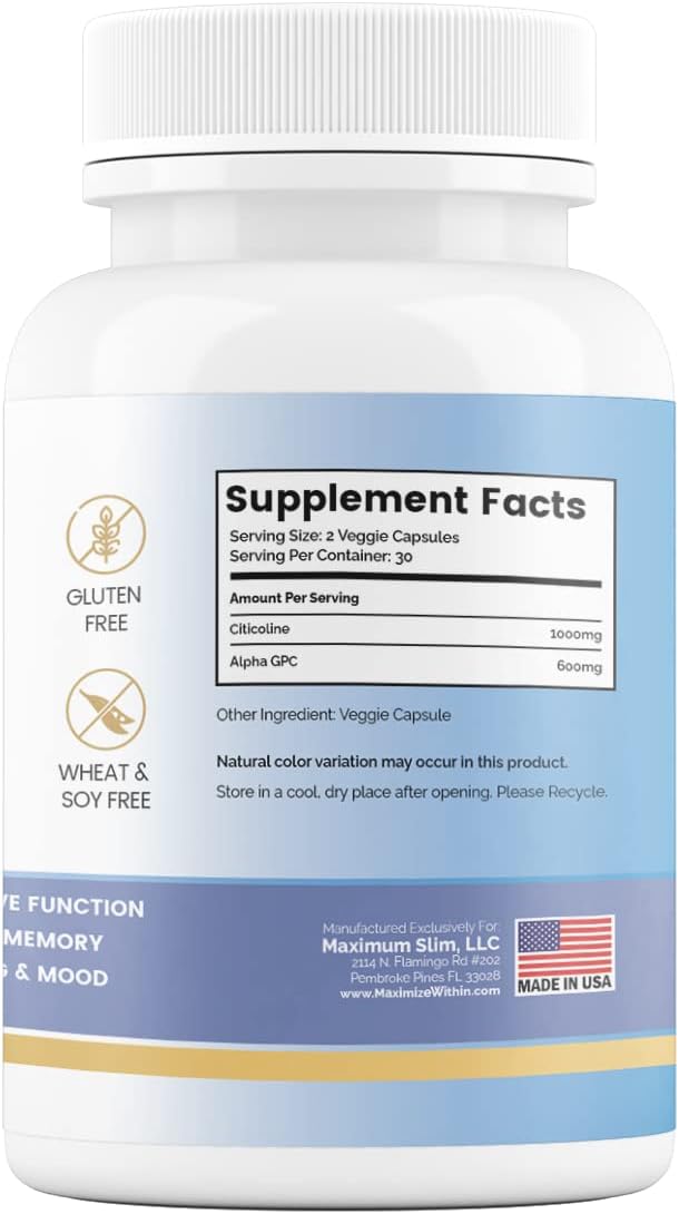 Alpha GPC + Citicoline 60 Capsules, 1600mg Concentrated Formula – Cognitive Support - görsel 2