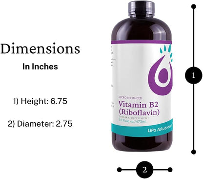 Life Solutions Vitamin B2 (Riboflavin) 50mg Liquid Food Supplement - Rapid-Sorb Technology - 473 ml