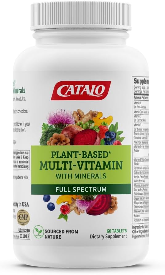 CATALO Multivitamin for Women and Men with Minerals Tablets – Plant-Based Formula with 25 Essential Vitamins & Minerals, Includes 39 Fruits, Vegetables, Mushrooms & Herbs – 60 Tablets - görsel 2