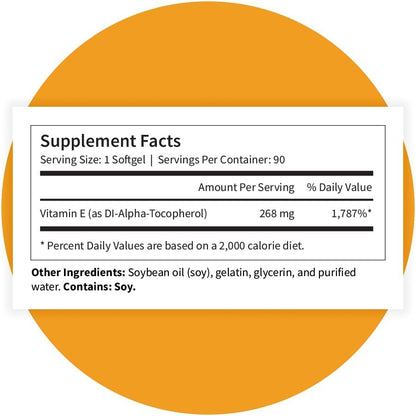 Pattern Wellness Vitamin E 400 IU – Antioxidant, Immune & Cellular Health Support – 90 Softgels