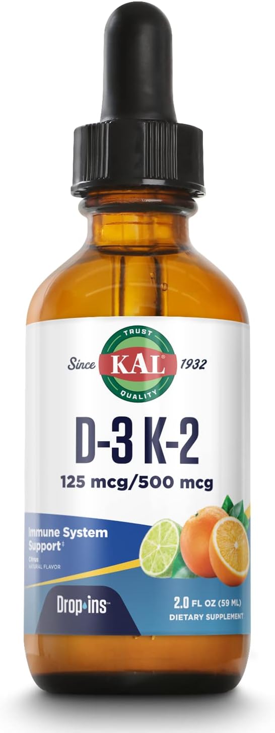 KAL D3 K2 DropIns 125 mcg / 500 mcg Liquid Vitamin D3 K2 Drops - görsel 1