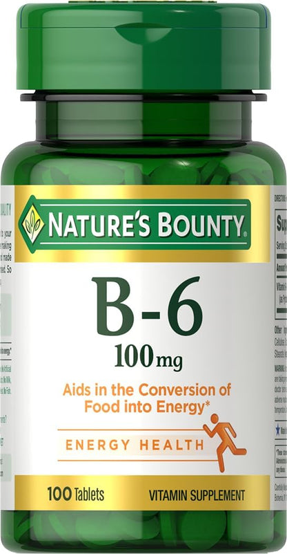 Nature's Bounty Vitamin B6 100 mg Tablets, 400 Tablets (4 Pack)