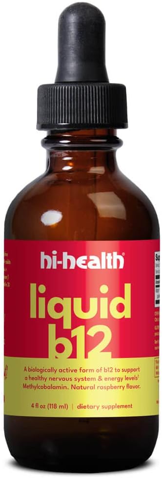 Hi-Health Liquid Vitamin B12 Drops - Methylcobalamin, Biologically Active, Natural Raspberry Flavour, 118 ml - görsel 1