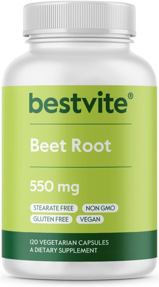 BESTVITE Beetroot, 550mg, 120 Vegetarian Capsules - Vegan, Non-GMO, Gluten-free - görsel 1