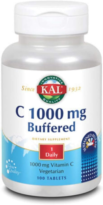 KAL C-REX Timed-Release Vitamin C with Bioflavonoids, 100 mg, 100 Orange Tablets
