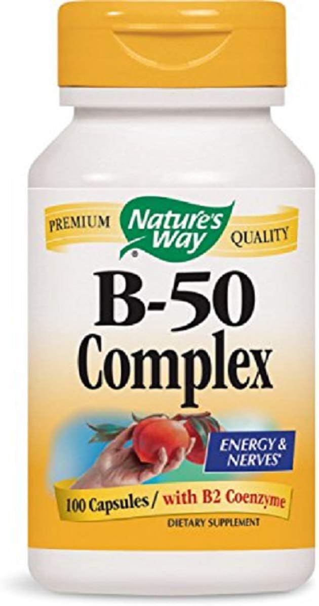 Nature's Way Vitamin B-50 Complex with B2 Coenzyme - 100 Capsules (Pack of 2) - görsel 1