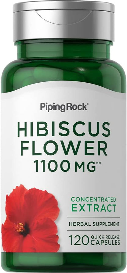 Piping Rock Hibiscus Flowers | 120 Capsules | Concentrated Extract | Herbal Supplement | Non-GMO, Gluten-Free