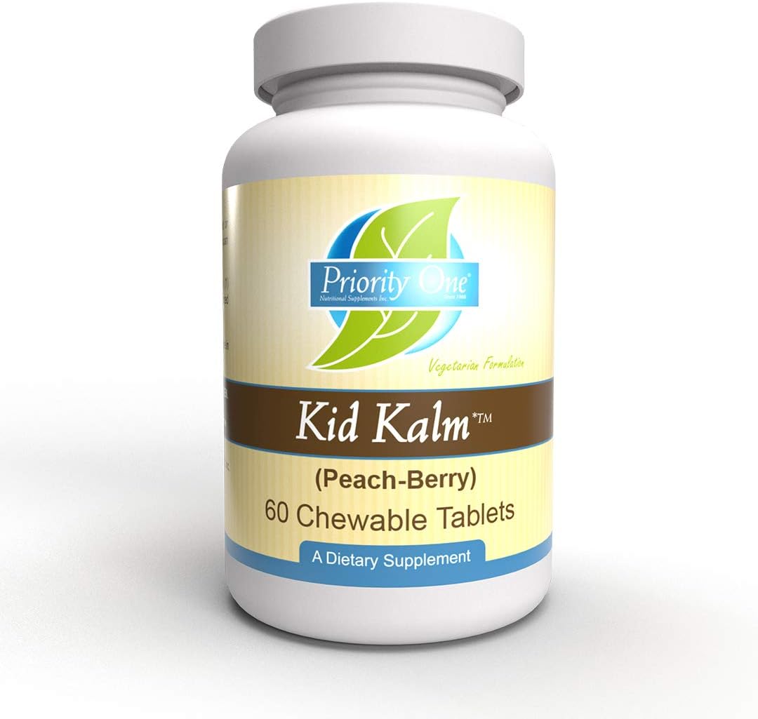 Priority One Vitamins Kid Kalm (Kinder Calm) Peach-Berry Flavour 60 Chewable Tablets - görsel 1