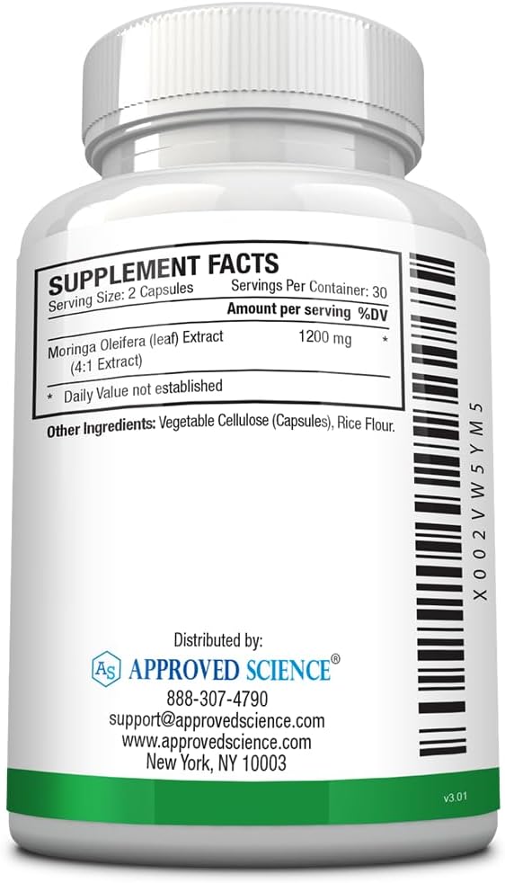 Approved Science MoringaMD - Moringa Oleifera Supplement, 1200 mg, 4:1 Extract, Vegan Capsules, 60 Capsules (Pack of 6) - görsel 3