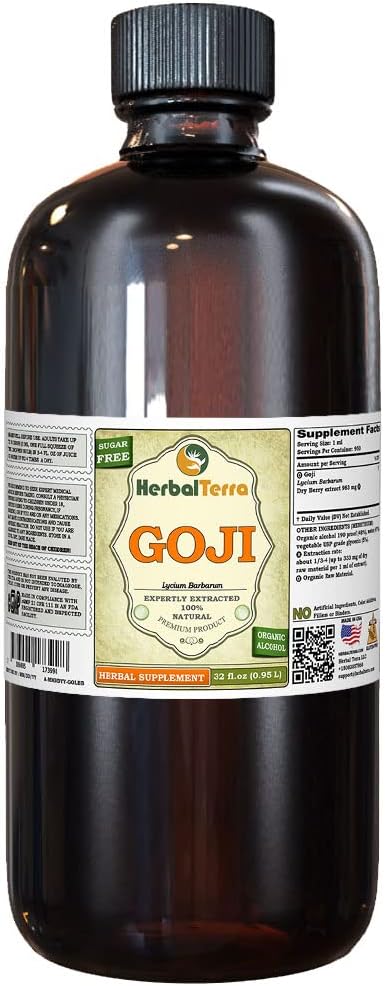 HerbalTerra Goji Berry Tincture - Organic Dried Berries Liquid Extract, 950 ml - görsel 1