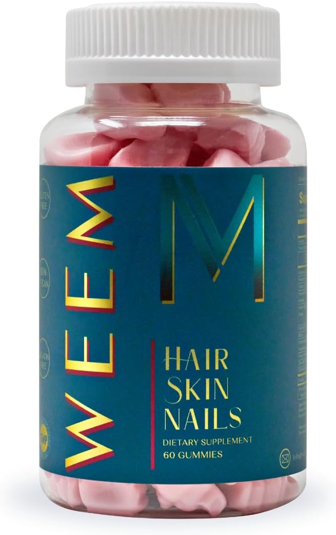 WEEM Hair, Skin and Nails Gummies - Vegan Biotin Supplements for Women and Men - görsel 1