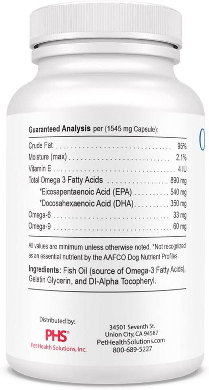 Omega Caps HP Snip Tip Capsules for Medium and Large Dogs – High Potency EPA & DHA Fish Oil Supplement, 60 Capsules