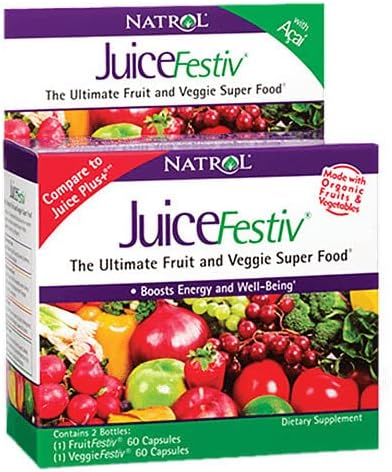 Natrol Juice Festiv3 – Organic Fruit & Vegetable Capsules with Probiotics - görsel 1