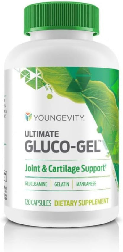 Youngevity Ultimate Gluco-Gel - Joint Support Food Supplement with Glucosamine, Gelatine and Manganese - 120 Capsules
