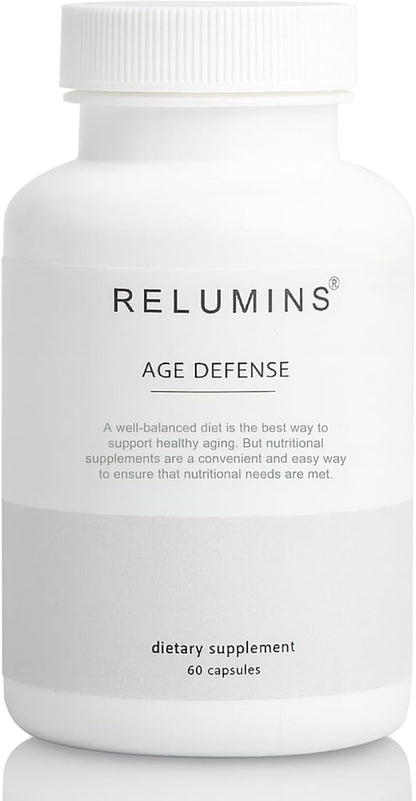 Relumins Age Defence NAD+ Supplement with NADH, CoQ10, Glutathione, Resveratrol, Fisetin, Curcumin & EGCG - Antioxidant Support Supplement – 60 Vegan Capsules