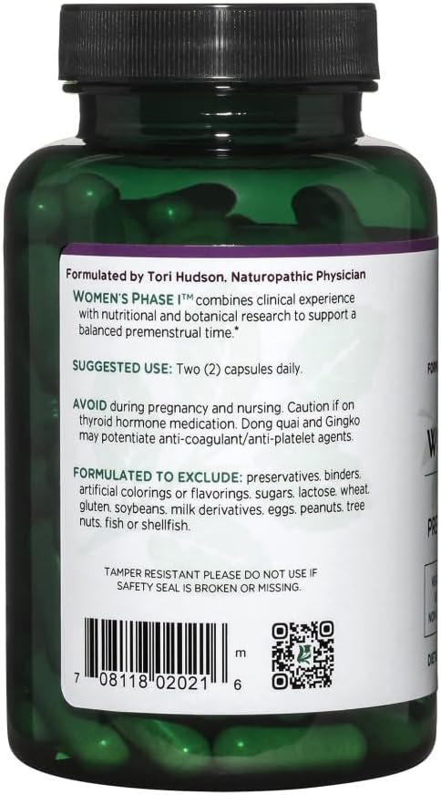 Vitanica Women's Phase I – Premenstrual Support, Vegan, 120 Capsules - görsel 3