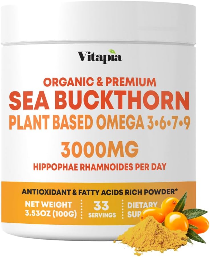 Organic Sea Buckthorn Extract Powder – Natural Omega 7, 3, 6, 9 for Heart, Skin & Immune Support | 100g - görsel 1