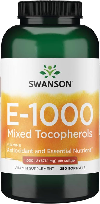 Swanson Vitamin E Mixed Tocopherols 1000 IU (671 mg) - 250 Softgels