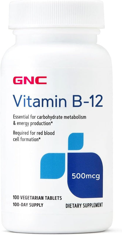 GNC Vitamin B12 500mcg, Supports Energy Metabolism, 100 Tablets