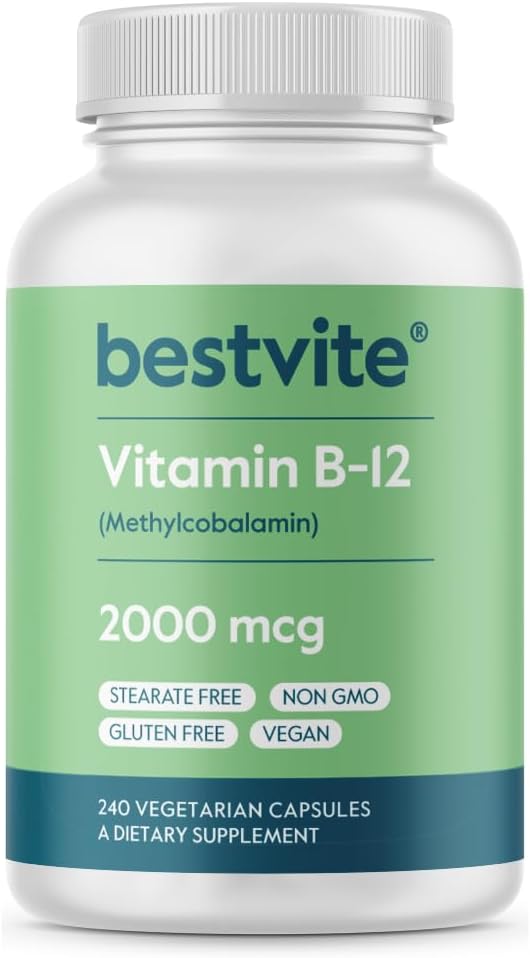 Vitamin B12 (Methylcobalamin) 2000mcg - 240 Vegan Capsules | BESTVITE - görsel 1