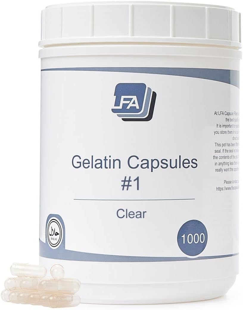 Capsules Size 1 - Clear Gelatine - 500 Count - Empty Pill Capsules - DIY Supplement Capsules - Halal - LFA Tablet Presses - görsel 10